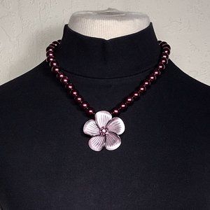 Faux Pearl and Metal Flower with Rhinestone